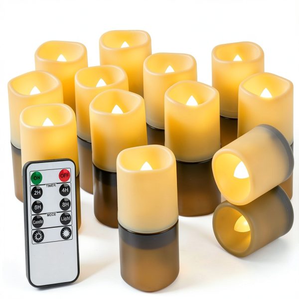 Global Selection Flameless Candles Timer Remote Ivory Base-0