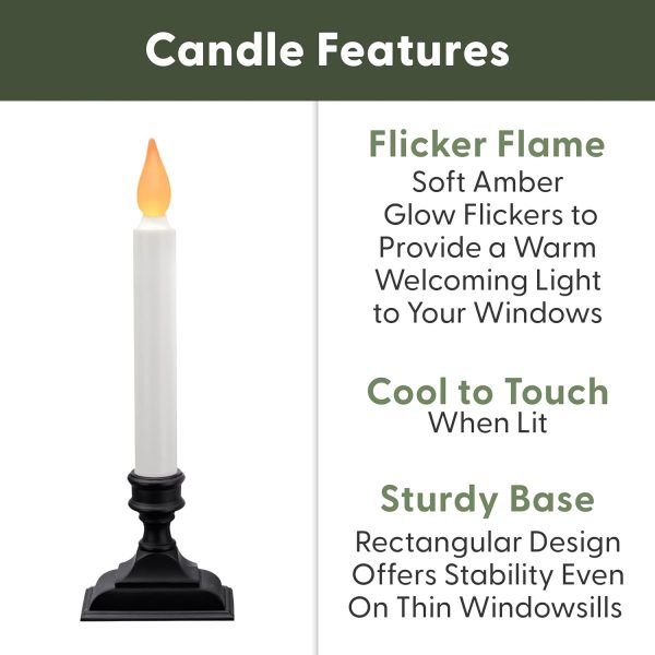 Xodus Innovations Cordless Window Candles Flickering Amber-1