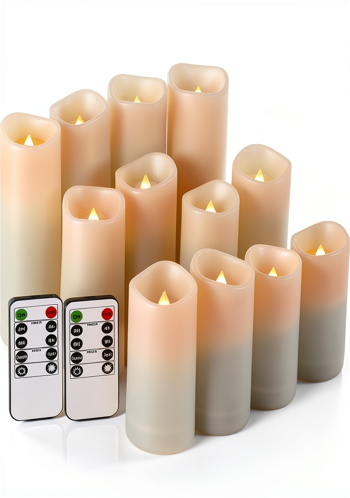 Flameless candles creating a cozy dinner setting
